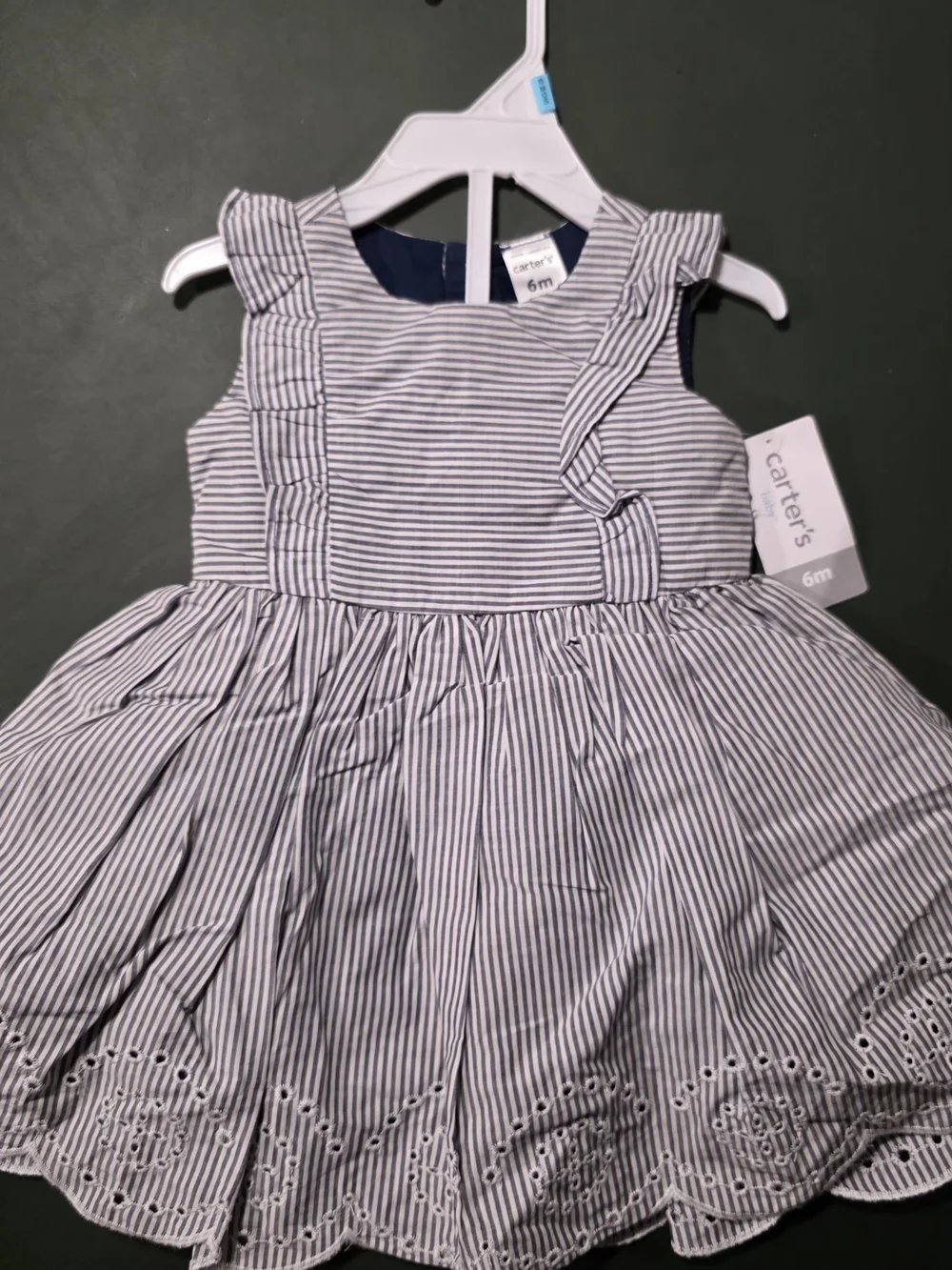 Carter's Navy and White Striped Ruffle Sundress - 6M